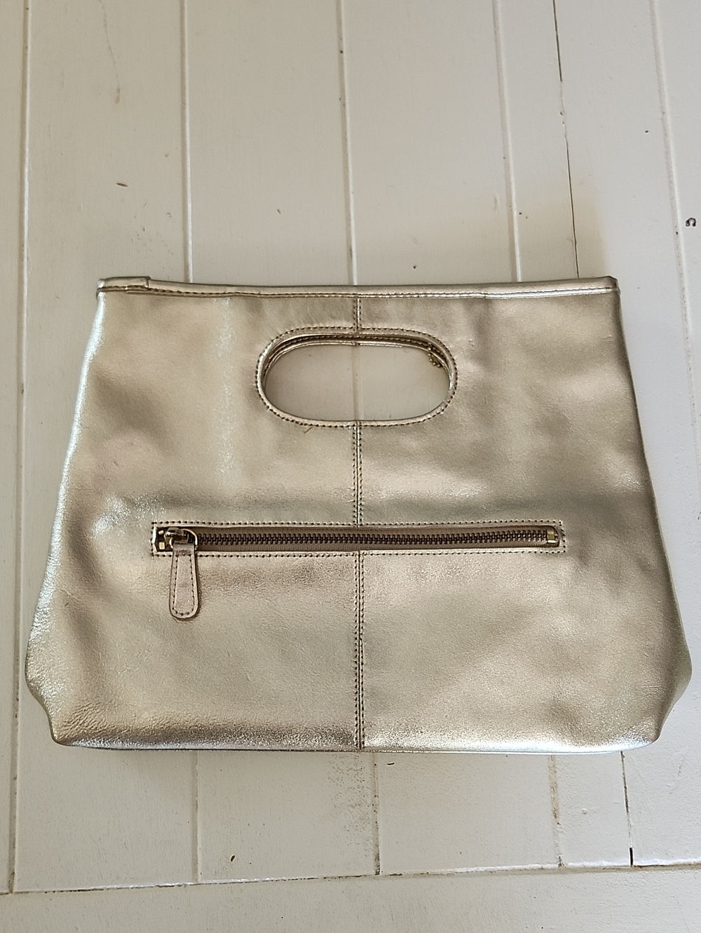 Valerie Stevens Metallic Gold Genuine Leather Clutch